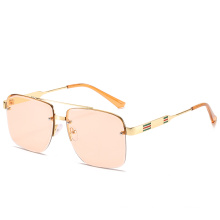 rimless Flat Top Oversized rectangle sun glasses women 2020 new arrivals fashion shades designer metal uv400 sunglasses 7107